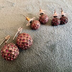 3 FOR $40: Fossil purple crystal earring set of 3 pairs